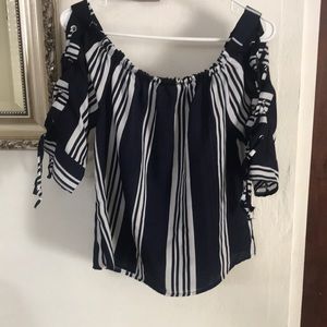 Indulge blue and white blouse